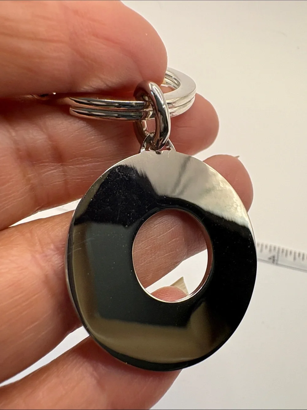 Coach Silver and Black Round Logo Key Ring
